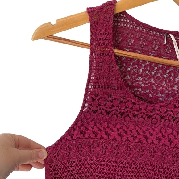 Harlow Boho Crochet Lined Sleeveless Swing Top Burgundy Women's Size Large - Picture 3 of 8